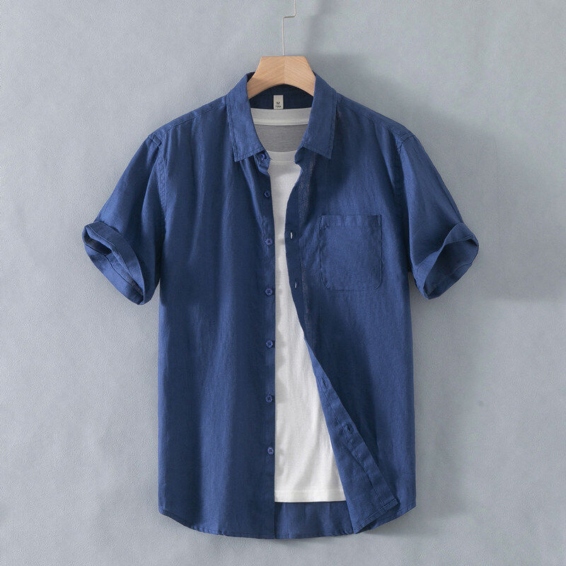 Linen Relaxed Short-Sleeve Shirt