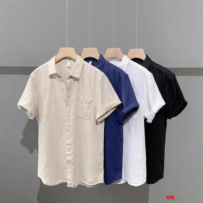 Linen Relaxed Short-Sleeve Shirt